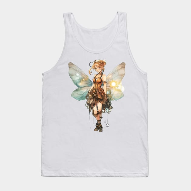 Watercolor Steampunk Fairy Girl #6 Tank Top by Chromatic Fusion Studio